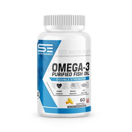 An image showcasing Omega 3 capsules bottle