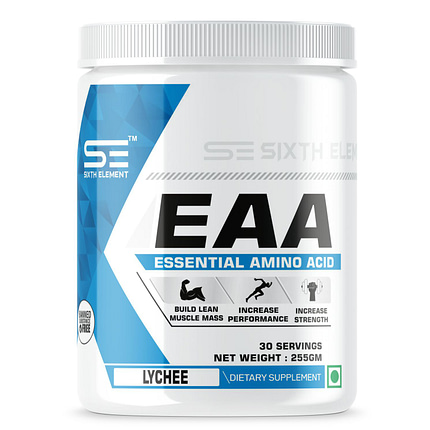An image showcasing EAA (Essential amino acid) supplement jar