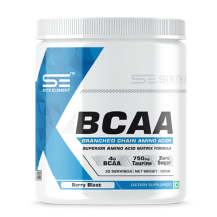 An image showcasing BCAA (branched chain amino acid) supplement jar