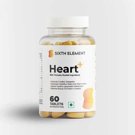 An image showcasing Heart+ supplement product bottle
