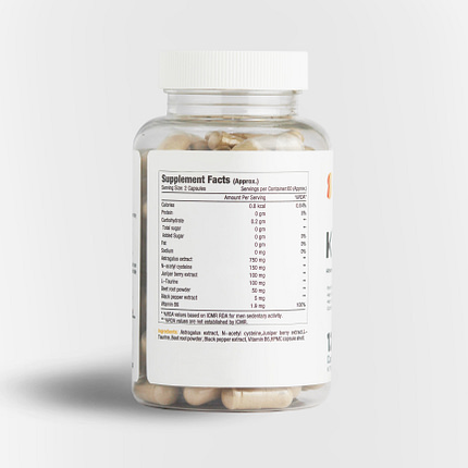 An image showcasing the supplement facts of Kidney+ printed on its bottle